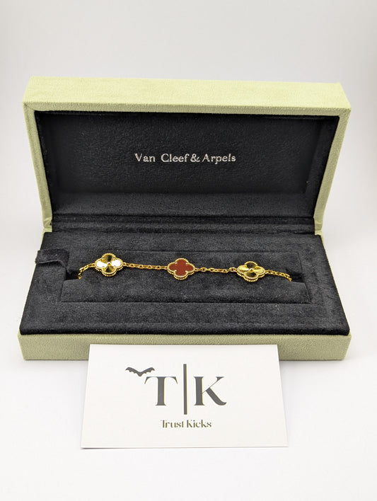 Pulso Tipo Van Cleef Baño de Oro 18k "Rojo con Oro"